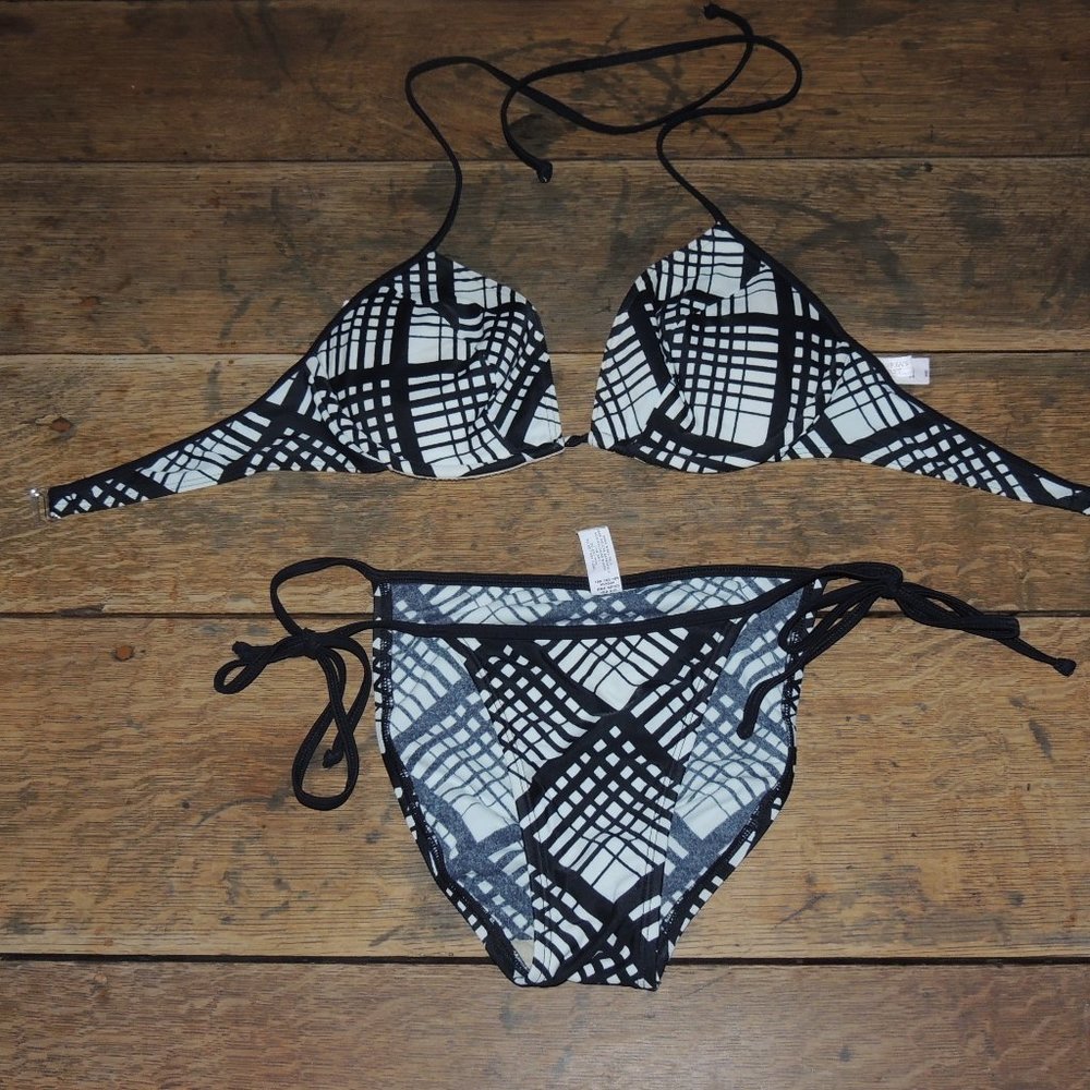 Victoria's Secret Black/White String Bikini 34D/S